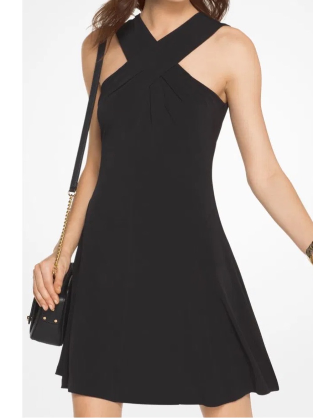 Michael Kors Black Cross-Front A-Line Mini Dress